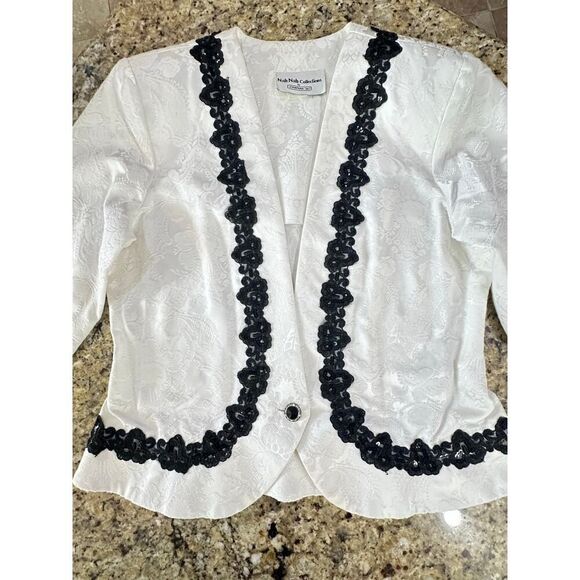 Nah Nah Collections by Jonathan Tait VTG 80’s Brocade Lace Trim Blazer Size 12 - Picture 10 of 16